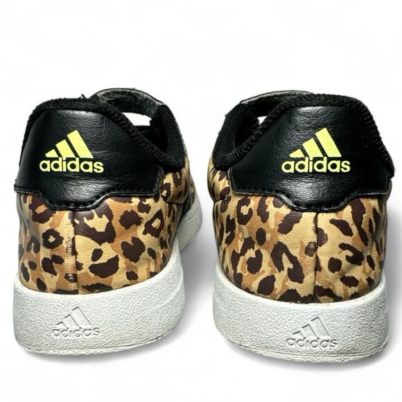Adidas Breaknet 2.0 Leopard Velcro Faux Leather Girls sz 2.5 - Picture 4 of 6